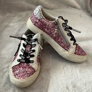Girls Vintage Havana Nona VHK Pink Glitter and cheetah print Shoes sz 12